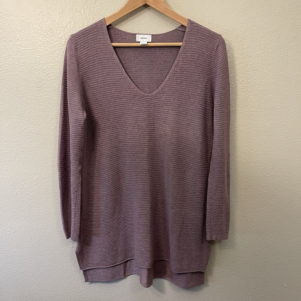 Old Navy Knit Sweater Dusty Rose Minimalist Fall Staple Long Line Casual Size L